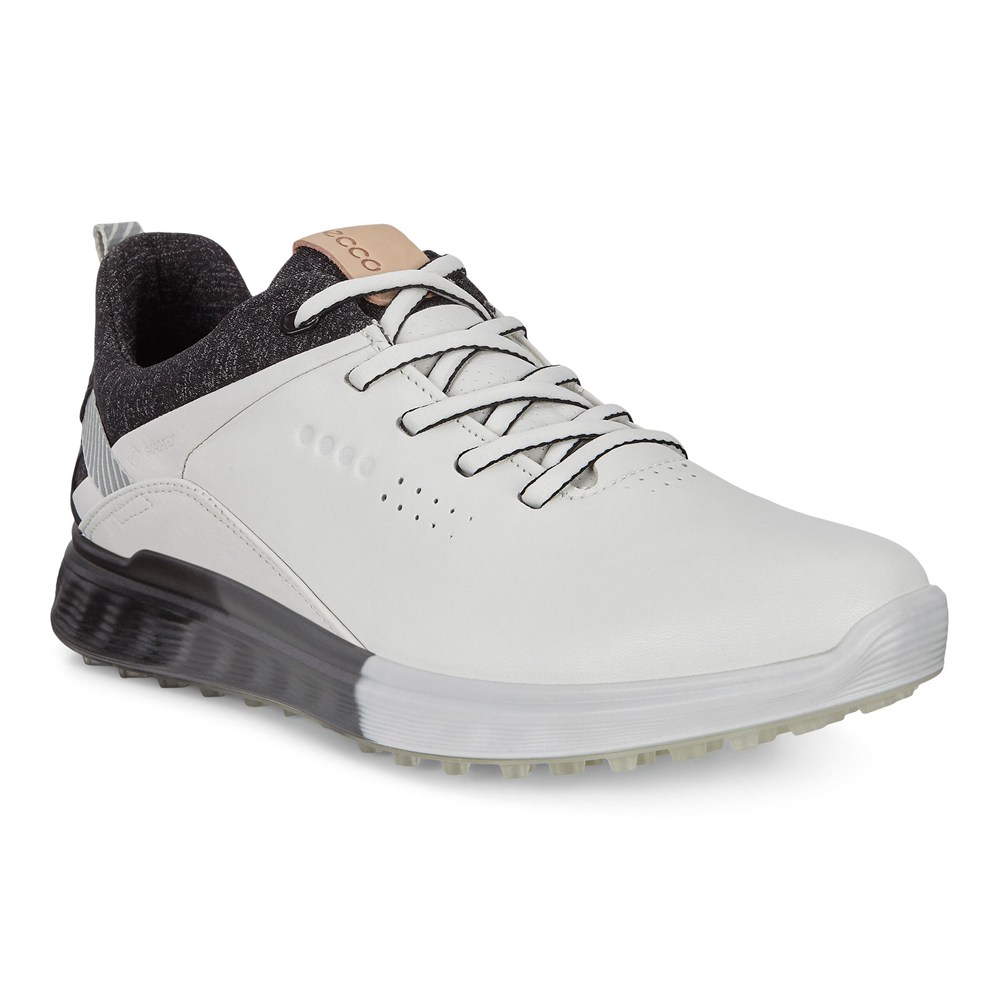 Womens Golf Shoes - ECCO S-Three Spikelesss - White/Black - 6041LYNBO